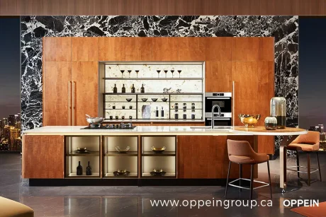 Retro Luxury Custom Veneer Kitchen Cabinet Design - GREENBERG