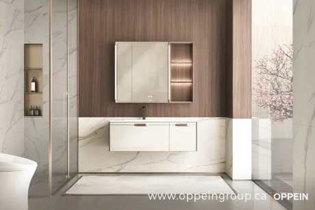 Yun Qi Series Modern White and Walnut Bathroom Floating Vanity - OBW25P06